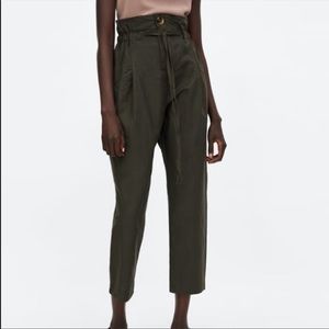 Zara linen dark green trousers